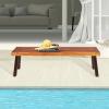 Giantex Set of 2 Outdoor Bench, Acacia Wood Patio Seating, Dining Benches for Garden, Lawn, Farmhouse and Entryway with Metal Legs, Rustic Brown and Black (2)(2)