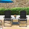 Giantex Set of 2 Patio Chairs, Folding Chairs with Adjustable Backrest, Outdoor Sling Chairs for Bistro, Deck, Backyard, Armchair with Padded Seat, 300 lbs Capacity (2, Black)(2)
