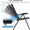 Giantex Set of 2 Patio Chairs, Folding Chairs with Adjustable Backrest, Outdoor Sling Chairs for Bistro, Deck, Backyard, Armchair with Padded Seat, 300 lbs Capacity (2, Black)(2)