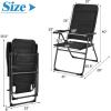 Giantex Set of 2 Patio Chairs, Folding Chairs with Adjustable Backrest, Outdoor Sling Chairs for Bistro, Deck, Backyard, Armchair with Padded Seat, 300 lbs Capacity (2, Black)(4)