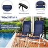 Giantex Set of 2 Patio Chairs, Folding Outdoor Chairs, High Back Recliner with Headrest and Armrests 7 Levels Adjustable Camping Chairs Safe Lock Lawn Chairs Porch Balcony Furniture, Blue(Blue)