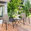 Giantex Set of 2 Patio Chairs, Outdoor Bistro Armchairs with Metal Frame, Mesh Seats, High Backrest, Patio Dining Chairs for Porch Garden Pool Balcony Yard Deck(Grey)