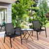 Giantex Set of 2 Patio Chairs, Outdoor Bistro Armchairs with Metal Frame, Mesh Seats, High Backrest, Patio Dining Chairs for Porch Garden Pool Balcony Yard Deck(Black)