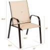 Giantex Set of 2 Patio Chairs, Outdoor Bistro Armchairs with Metal Frame, Mesh Seats, High Backrest, Patio Dining Chairs for Porch Garden Pool Balcony Yard Deck(Coffee)