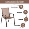 Giantex Set of 2 Patio Chairs, Outdoor Bistro Armchairs with Metal Frame, Mesh Seats, High Backrest, Patio Dining Chairs for Porch Garden Pool Balcony Yard Deck(Brown)