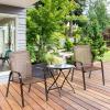 Giantex Set of 2 Patio Chairs, Outdoor Bistro Armchairs with Metal Frame, Mesh Seats, High Backrest, Patio Dining Chairs for Porch Garden Pool Balcony Yard Deck(Brown)