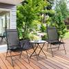 Giantex Set of 2 Patio Dining Chairs, Folding Outdoor Chairs, Portable Camping Chairs with Breathable Fabric, Foldable Chairs with Armrest High Backrest for Garden Patio Pool Beach Yard, Black(Charcoal Gray)