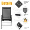 Giantex Set of 2 Patio Dining Chairs, Folding Outdoor Chairs, Portable Camping Chairs with Breathable Fabric, Foldable Chairs with Armrest High Backrest for Garden Patio Pool Beach Yard, Black(Charcoal Gray)