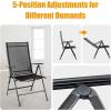 Giantex Set of 2 Patio Dining Chairs, Folding Outdoor Chairs, Portable Camping Chairs with Breathable Fabric, Foldable Chairs with Armrest High Backrest for Garden Patio Pool Beach Yard, Black(Charcoal Gray)