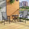 Giantex Set of 2 Patio Folding Chairs, Outdoor Chairs with Armrest, Portable Dining Chairs for Porch Camping Pool Beach Deck Lawn Garden, 2-Pack Patio Sling Chairs, Metal Frame, Grey(Grey)