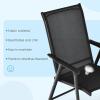 Giantex Set of 2 Patio Folding Chairs, Outdoor Chairs with Armrest, Portable Dining Chairs for Porch Camping Pool Beach Deck Lawn Garden, 2-Pack Patio Sling Chairs, Metal Frame, Grey(Black)