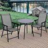 Giantex Set of 2 Patio Folding Chairs, Outdoor Chairs with Armrest, Portable Dining Chairs for Porch Camping Pool Beach Deck Lawn Garden, 2-Pack Patio Sling Chairs, Metal Frame, Grey(Grey)
