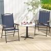 Giantex Set of 2 Patio Folding Chairs, Outdoor Patio Dining Chairs w/Armrest, Sling Back, Metal Frame, Outside Use for Lawn Camping Garden Pool Beach Yard Lounge, No Assembly, Yellow(Navy)