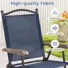 Giantex Set of 2 Patio Folding Chairs, Outdoor Patio Dining Chairs w/Armrest, Sling Back, Metal Frame, Outside Use for Lawn Camping Garden Pool Beach Yard Lounge, No Assembly, Yellow(Navy)