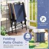 Giantex Set of 2 Patio Folding Chairs, Outdoor Patio Dining Chairs w/Armrest, Sling Back, Metal Frame, Outside Use for Lawn Camping Garden Pool Beach Yard Lounge, No Assembly, Yellow(Navy)