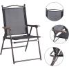 Giantex Set of 2 Patio Folding Chairs, Outdoor Patio Dining Chairs w/Armrest, Sling Back, Metal Frame, Outside Use for Lawn Camping Garden Pool Beach Yard Lounge, No Assembly, Yellow(Black)