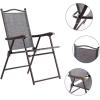 Giantex Set of 2 Patio Folding Chairs, Outdoor Patio Dining Chairs w/Armrest, Sling Back, Metal Frame, Outside Use for Lawn Camping Garden Pool Beach Yard Lounge, No Assembly, Yellow(Grey)