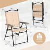 Giantex Set of 2 Patio Folding Chairs, Outdoor Patio Dining Chairs w/Armrest, Sling Back, Metal Frame, Outside Use for Lawn Camping Garden Pool Beach Yard Lounge, No Assembly, Yellow(Yellow)