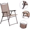 Giantex Set of 2 Patio Folding Chairs, Outdoor Patio Dining Chairs w/Armrest, Sling Back, Metal Frame, Outside Use for Lawn Camping Garden Pool Beach Yard Lounge, No Assembly, Yellow(Brown)