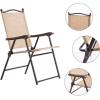 Giantex Set of 2 Patio Folding Chairs, Outdoor Patio Dining Chairs w/Armrest, Sling Back, Metal Frame, Outside Use for Lawn Camping Garden Pool Beach Yard Lounge, No Assembly, Yellow(Yellow)