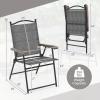 Giantex Set of 2 Patio Folding Chairs, Outdoor Patio Dining Chairs w/Armrest, Sling Back, Metal Frame, Outside Use for Lawn Camping Garden Pool Beach Yard Lounge, No Assembly, Yellow(Grey)