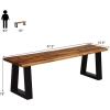 Giantex Set of 2 Wooden Dining Bench Seating Chair Rustic Indoor &Outdoor Furniture(Rustic Brown&black)
