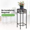 Giantex Set of 3 Metal Plant Stand, 3 Pieces Flower Pot Holder Rack with Ceramic Beads Design, Irons Planter Supports Display End Table for Home Patio Garden (Square)
