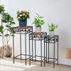 Giantex Set of 3 Metal Plant Stand, 3 Pieces Flower Pot Holder Rack with Ceramic Beads Design, Irons Planter Supports Display End Table for Home Patio Garden (Square)
