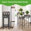 Giantex Set of 3 Metal Plant Stand, 3 Pieces Flower Pot Holder Rack with Ceramic Beads Design, Irons Planter Supports Display End Table for Home Patio Garden (Square)