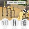 Giantex Set of 3 Metal Plant Stand, 3 Pieces Flower Pots Display Rack with Vines and Crystal Floral Design, Irons Planter Supports End Table for Home Patio Garden (Square)