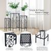 Giantex Set of 3 Metal Plant Stand, 3 Pieces Flower Pots Display Rack with Vines and Crystal Floral Design, Irons Planter Supports End Table for Home Patio Garden (Square)