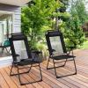 Giantex Set of 4 Patio Dining Chairs, Folding Lounge Chairs with 7 Level Adjustable Backrest, 300 Lbs Capacity, Outdoor Portable Chairs with Metal Frame(Black)