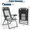Giantex Set of 4 Patio Dining Chairs, Folding Lounge Chairs with 7 Level Adjustable Backrest, 300 Lbs Capacity, Outdoor Portable Chairs with Metal Frame(Dark Gray)