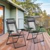 Giantex Set of 4 Patio Dining Chairs, Folding Lounge Chairs with 7 Level Adjustable Backrest, 300 Lbs Capacity, Outdoor Portable Chairs with Metal Frame(Grey)