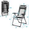 Giantex Set of 4 Patio Dining Chairs, Folding Lounge Chairs with 7 Level Adjustable Backrest, 300 Lbs Capacity, Outdoor Portable Chairs with Metal Frame(Grey)
