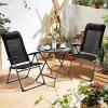 Giantex Set of 4 Patio Dining Chairs, Folding Patio Chairs, Outdoor Lawn Chairs with Adjustable Backrest and Headrest, Sling Camping Chairs, Portable Armchair for Porch Poolside Garden Backyard(Black)