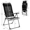 Giantex Set of 4 Patio Dining Chairs, Folding Patio Chairs, Outdoor Lawn Chairs with Adjustable Backrest and Headrest, Sling Camping Chairs, Portable Armchair for Porch Poolside Garden Backyard(Black)