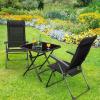 Giantex Set of 4 Patio Dining Chairs, Folding Patio Chairs, Outdoor Lawn Chairs with Adjustable Backrest and Headrest, Sling Camping Chairs, Portable Armchair for Porch Poolside Garden Backyard(Black)