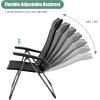 Giantex Set of 4 Patio Dining Chairs, Folding Patio Chairs, Outdoor Lawn Chairs with Adjustable Backrest and Headrest, Sling Camping Chairs, Portable Armchair for Porch Poolside Garden Backyard(Black)