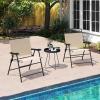 Giantex Set of 4 Patio Folding dining chairs for Camping, Beach, Backyard, Deck Portable w/Armrest and Metal Frame, 4-Pack (Brown)(Beige)