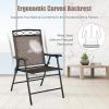Giantex Set of 4 Patio Folding dining chairs for Camping, Beach, Backyard, Deck Portable w/Armrest and Metal Frame, 4-Pack (Brown)(Brown)