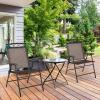 Giantex Set of 4 Patio Folding dining chairs for Camping, Beach, Backyard, Deck Portable w/Armrest and Metal Frame, 4-Pack (Brown)(Brown)