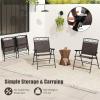 Giantex Set of 4 Patio Folding dining chairs for Camping, Beach, Backyard, Deck Portable w/Armrest and Metal Frame, 4-Pack (Brown)(Dark Brown)