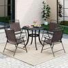 Giantex Set of 4 Patio Folding dining chairs for Camping, Beach, Backyard, Deck Portable w/Armrest and Metal Frame, 4-Pack (Brown)(Dark Brown)