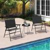 Giantex Set of 4 Patio Folding dining chairs for Camping, Beach, Backyard, Deck Portable w/Armrest and Metal Frame, 4-Pack (Brown)(Grey)