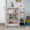 Giantex Shoe Cabinet, Freestanding Shoe Rack Storage Organizer with 5-Position Adjustable Shelves, 2-Door Storage Cabinet with 5 Open Compartments for Entryway Hallway Living Room (White)