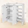 Giantex Shoe Cabinet, Freestanding Shoe Rack Storage Organizer with 5-Position Adjustable Shelves, 2-Door Storage Cabinet with 5 Open Compartments for Entryway Hallway Living Room (White)