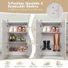 Giantex Shoe Cabinet, Freestanding Shoe Rack Storage Organizer with 5-Position Adjustable Shelves, 2-Door Storage Cabinet with 5 Open Compartments for Entryway Hallway Living Room (White)