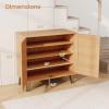 Giantex Shoe Cabinet with Doors, 4-Tier Farmhouse Shoe Rack Cabinet with 3 Adjustable Shelves, Freestanding Wood Shoe Storage Cabinet for Entryway, Closet, Hallway, Living Room