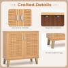 Giantex Shoe Cabinet with Doors, 4-Tier Farmhouse Shoe Rack Cabinet with 3 Adjustable Shelves, Freestanding Wood Shoe Storage Cabinet for Entryway, Closet, Hallway, Living Room
